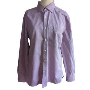 Large JoS. A. Bank 1905 red white plaid Bingham men's shirt #17